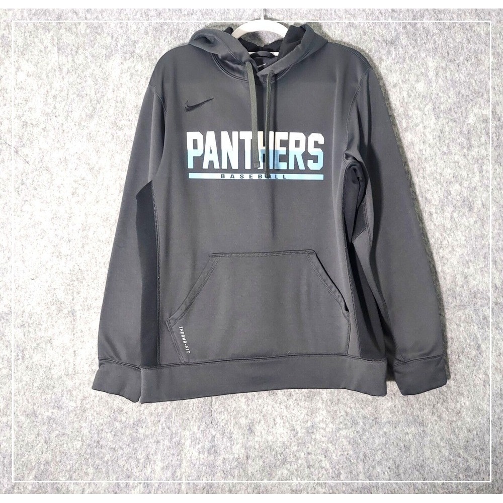 Nike Men Hoodie M Gray Therma Fit Panthers Baseball Pocket Fleece‎ Athleisure